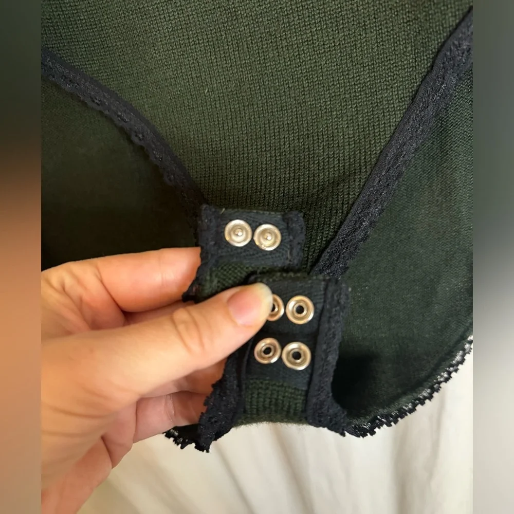 DKNY vintage Dark Green Turtleneck Sweater bodysuit - Picture 4 of 7